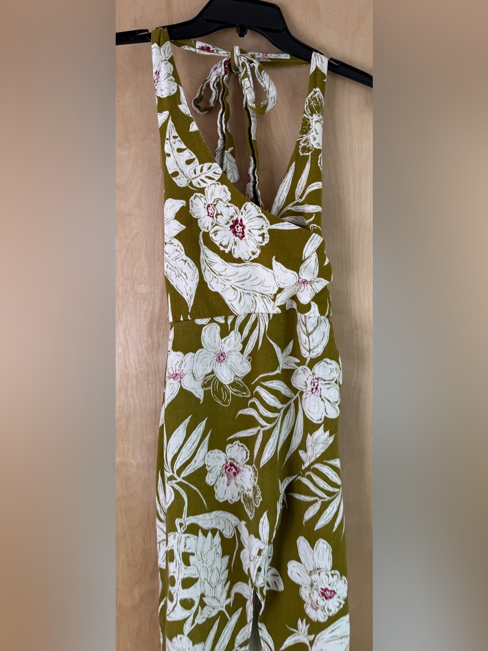 ZARA Tropical Floral Halter Midi Dress – Olive & Cream: XS - Picture 7 of 16